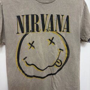 Nirvana Men's tan Graphic Band T-Shirt
